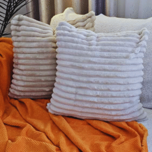 Luxury soft fluffy stripped faux fur pillows